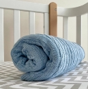 Paturica bebe Deluxe din bumbac si tesatura minky albastru (3)